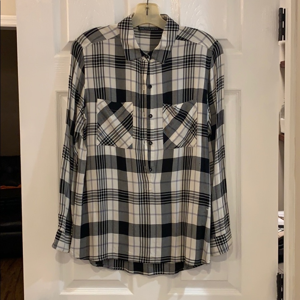 Black and White Plaid Button Up shirt
